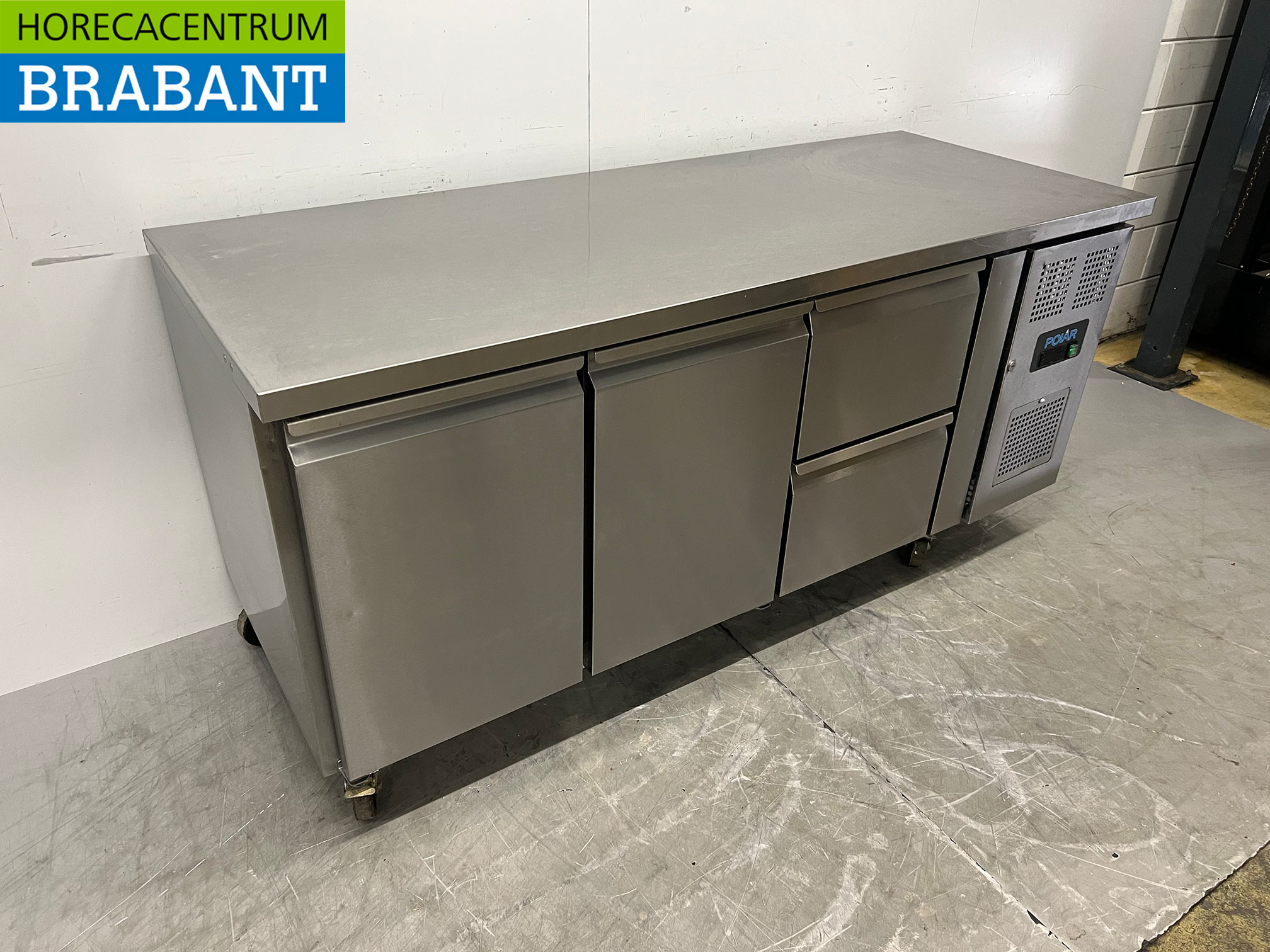 Stainless Steel Polar Mobile Refrigerated Workbench, 2 Doors and 2 Drawers, 179.5 cm, 230V, Food Service - Image 3