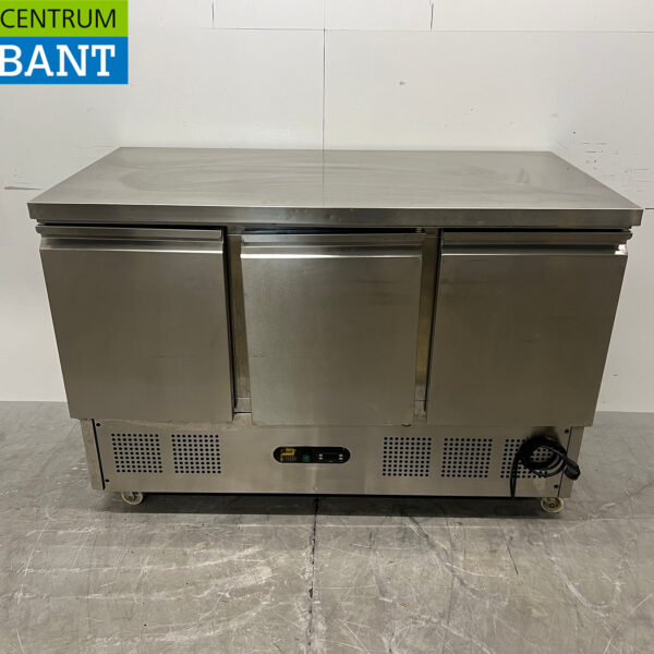 Stainless Steel Parry Mobile Refrigerated Workbench, 3 Doors, 137 cm, 230V, Food Service