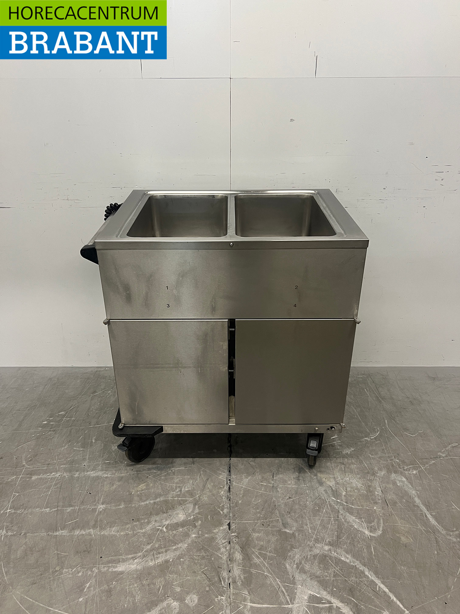 Stainless steel Rieber Mobile Bain-Marie 2 x 1/1 GN with warming cabinet 230V Horeca
