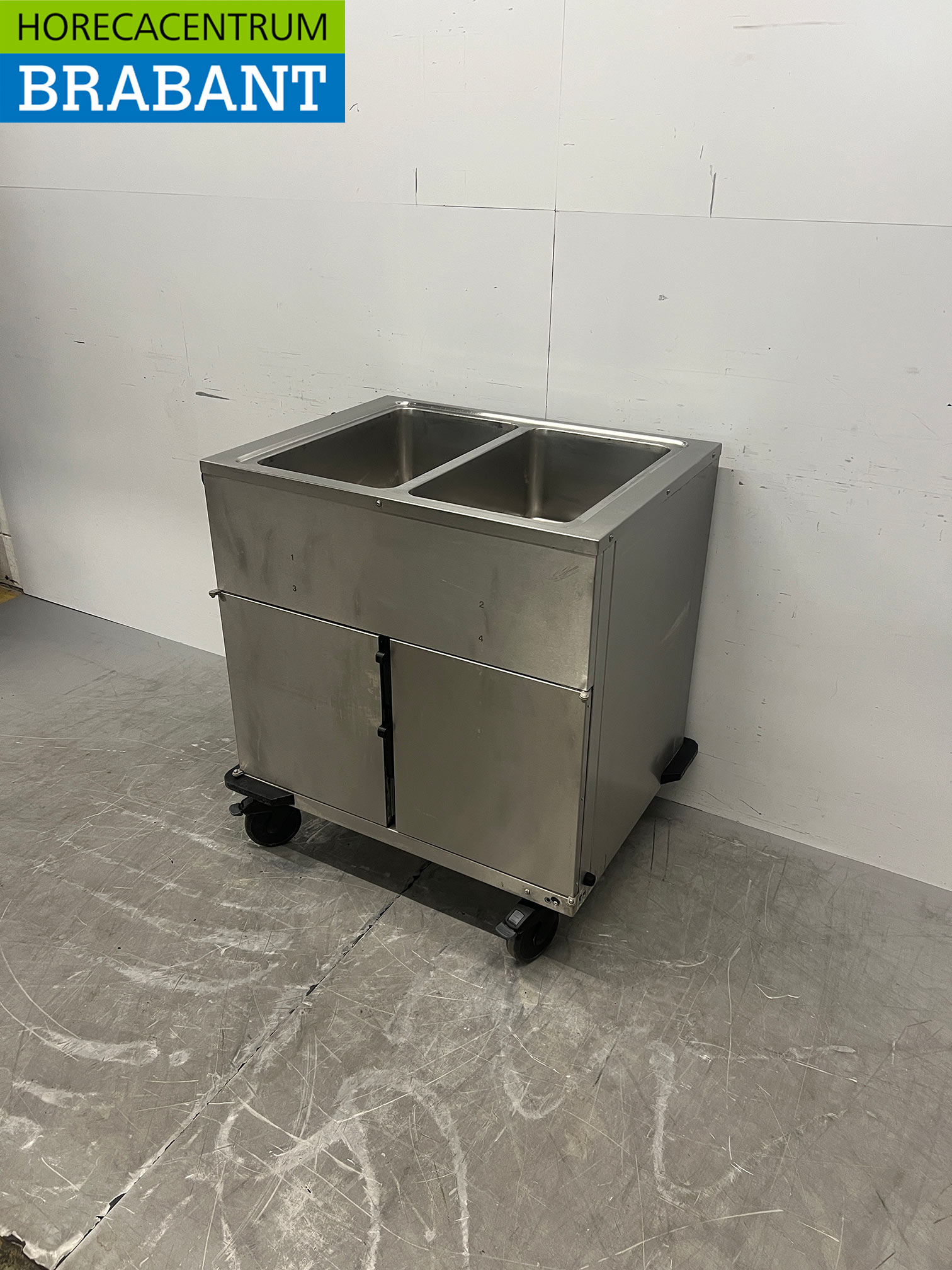 Stainless steel Rieber Mobile Bain-Marie 2 x 1/1 GN with warming cabinet 230V Horeca - Image 2