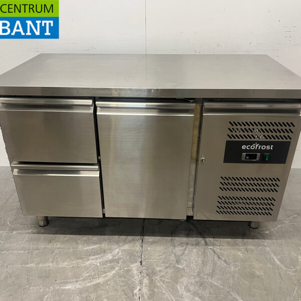 Stainless Steel Ecofrost Refrigerated Workbench with 2 Drawers and 2 Doors, 136 cm, 230V, for the Food Service Industry