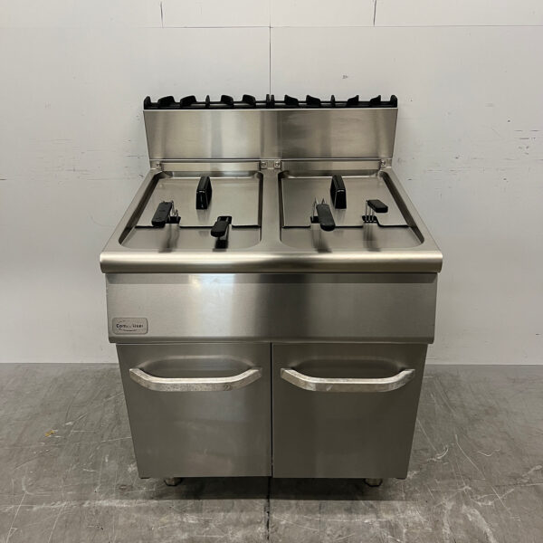 Stainless Steel Combisteel Double Fryer, 2 x 15 liters, 80 cm, GAS, Commercial Use