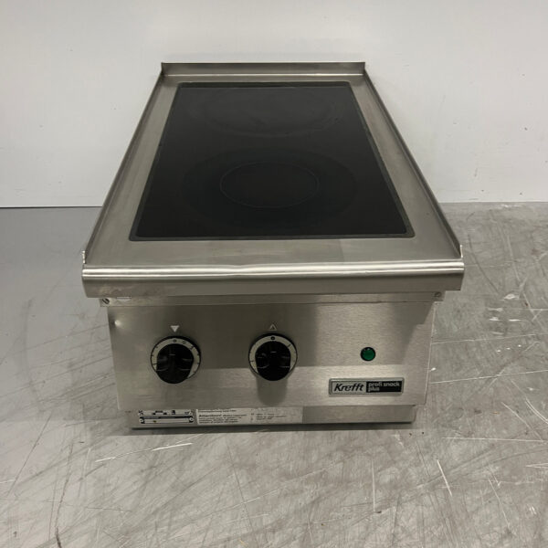 Stainless Steel Krefft 2-Burner Ceramic Electric Stove, 50 cm, 400V, Commercial Use