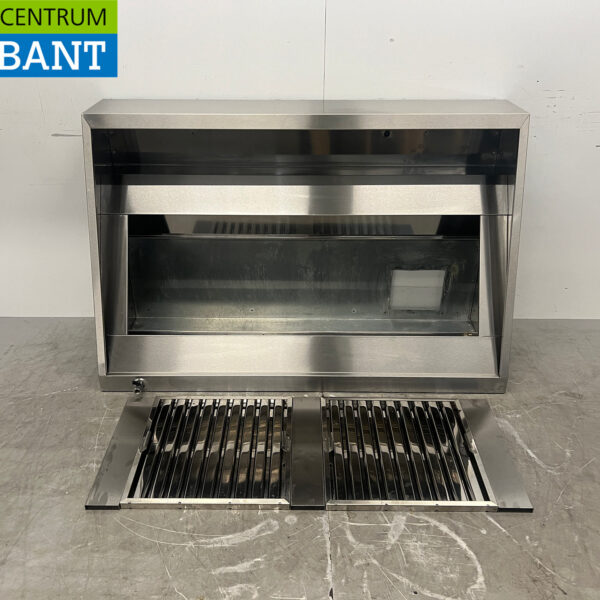 Stainless Steel Range Hood with Slatted Filters, 150.5 x 95.5 cm, Angled Model, Commercial Use
