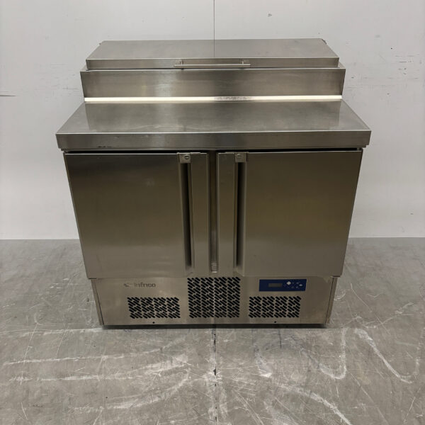 Stainless Steel Infrico Saladette Refrigerated Workbench, 2 Doors, 98 cm, 230V, Food Service