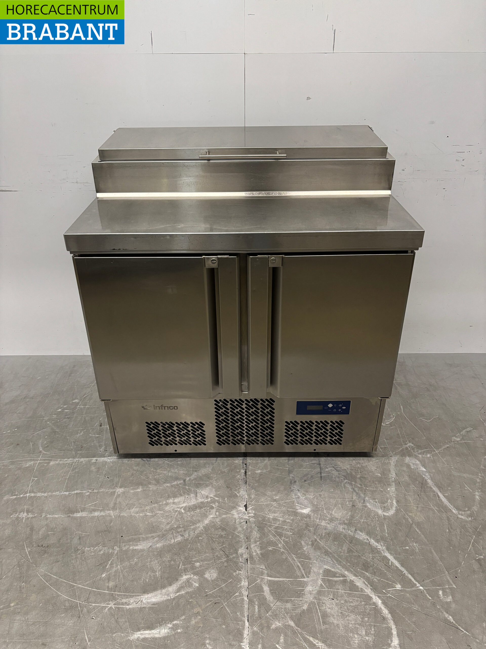 Stainless Steel Infrico Saladette Refrigerated Workbench, 2 Doors, 98 cm, 230V, Food Service