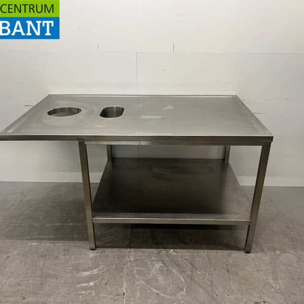 Stainless Steel Work Table with Small Sink and Drain Hole, 170 x 100 x 92.5 cm, Food Service