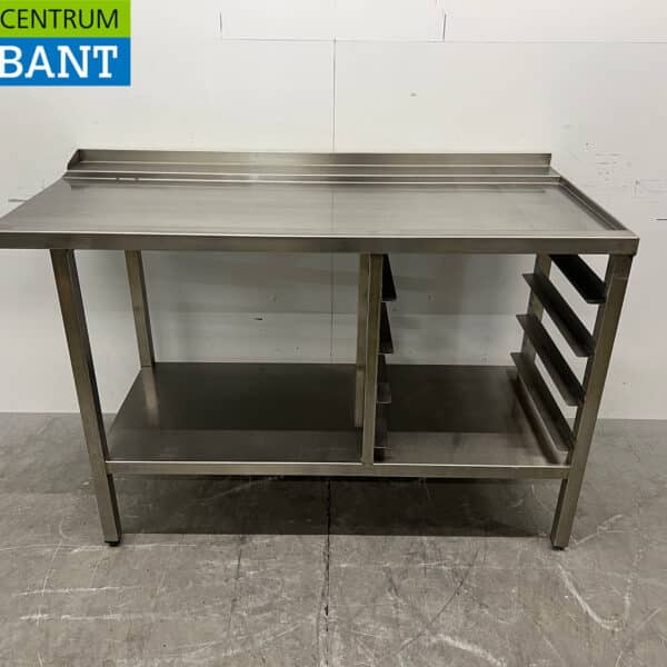 Stainless Steel Drain Table with Shelving for Pass-Through Dishwasher, 150 cm, Food Service