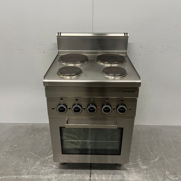 Stainless Steel MBM 4-Burner Electric Stove with Oven, 400V, Commercial Use