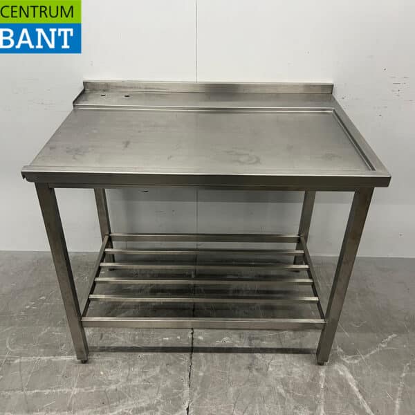 Stainless Steel Drain Table for Pass-Through Dishwasher, 106 x 74 x 92 cm, Food Service