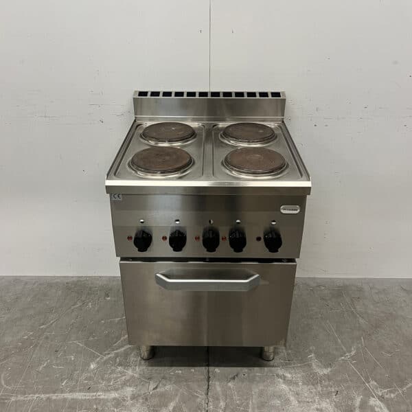 Stainless Steel Modular 4-Burner Electric Range with Oven, 5 x 2/3 GN, 60 cm, 400V, Commercial Use
