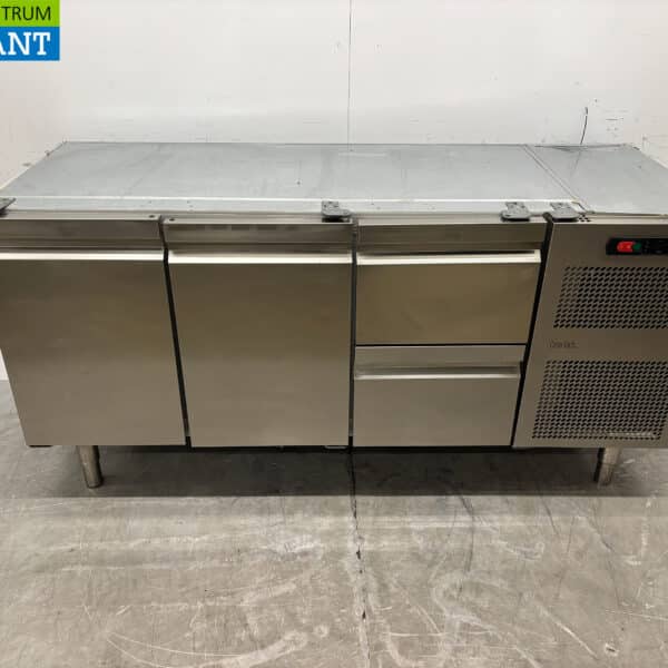Stainless Steel Catertech Refrigerated Workbench with 2 Drawers and 2 Doors, 180 cm, 230V, Food Service
