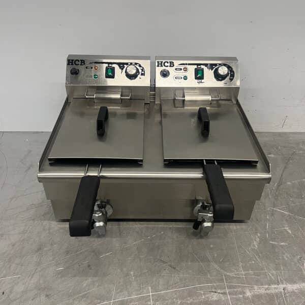Stainless steel Double Fryer Fryer Drain Tap 2 x 8.5 liters 2 x 230V Horeca