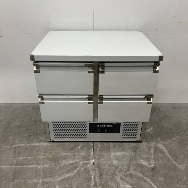 Stainless Steel Ecofrost Refrigerated Workbench, 4 Drawers, 90 cm, 230V, Food Service