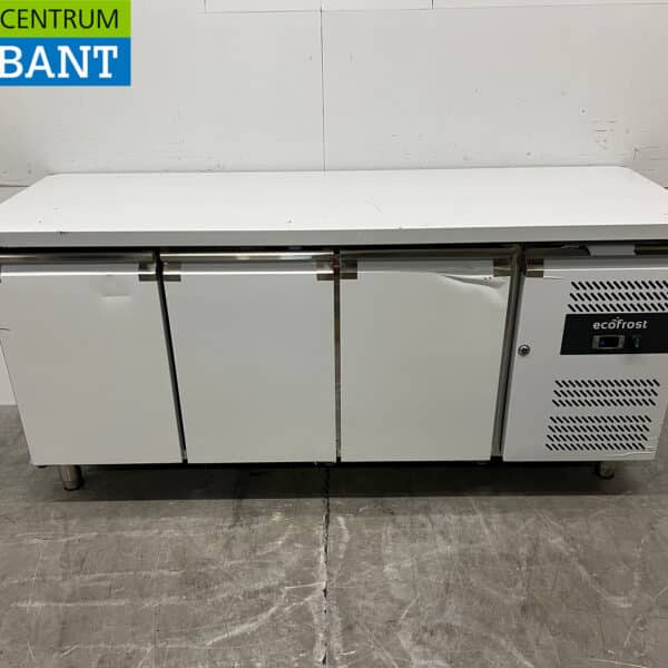 Stainless Steel Ecofrost Refrigerated Workbench, 3 Doors, 179.5 x 60 cm, 230V, Food Service
