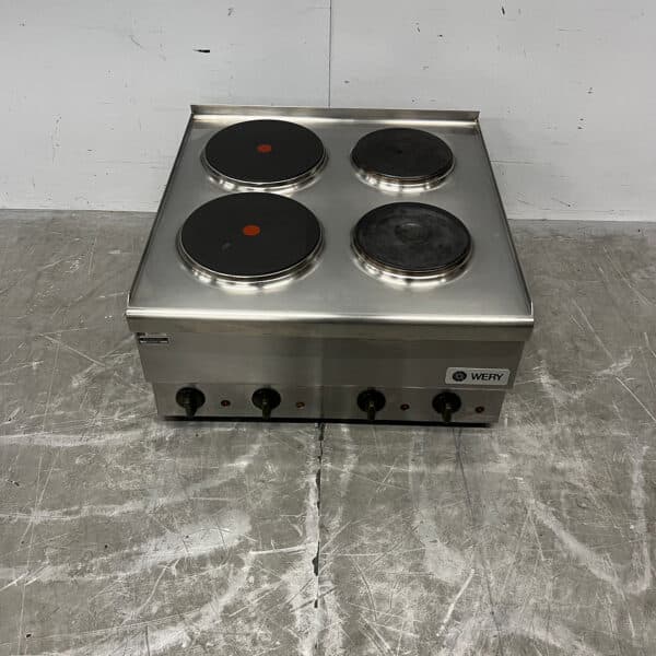 Stainless Steel Wery 4-Burner Electric Stove, 60 cm, 400V, Commercial Use