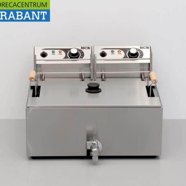 HCB Stainless Steel Fish Fryer, Doughnut Fryer, Deep Fryer, 14-Liter Capacity with Drain Valve, 230V, Commercial Use