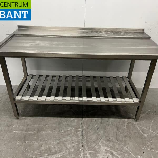 Stainless Steel Drain Table for Pass-Through Dishwasher, 165 cm, Food Service