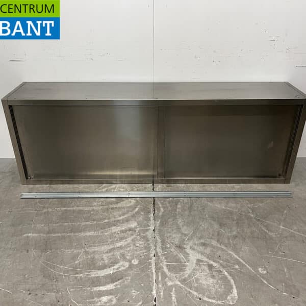 Stainless Steel Wall Cabinet with 2 Sliding Doors, 200 x 40 cm, for the Food Service Industry