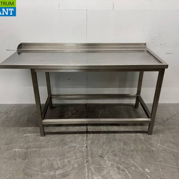 Stainless Steel Drain Table for Pass-Through Dishwasher, 160 x 75 cm, Food Service
