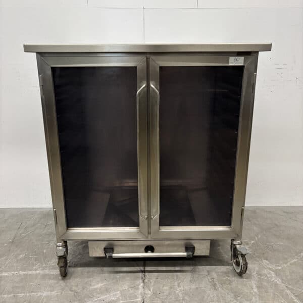 Stainless Steel Mobile Holding Cabinet, 2 Glass Hinged Doors, 20 x 60/40 cm, 230V, Food Service