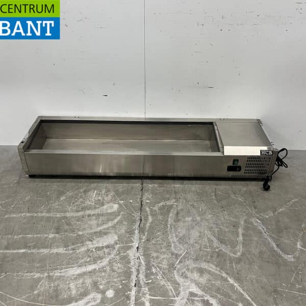 Stainless Steel HCB Countertop Display Case / Countertop Refrigerated Display Case with Salad Trays: 5 x 1/3 and 1 x 1/2 GN, 150 cm, Food Service