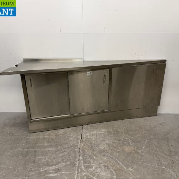 Stainless Steel Work Cabinet with 2 Sliding Doors, 222 x 70 x 91 cm, Food Service