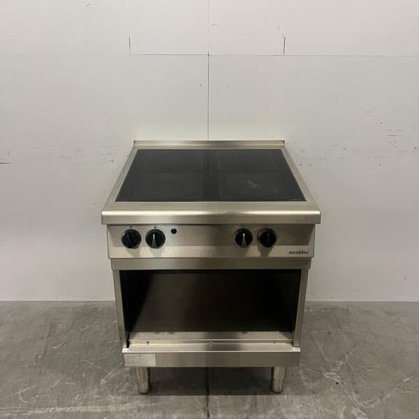 Stainless Steel Ascobloc 4-Burner Ceramic Stove, 400V, 70 cm, Commercial Use