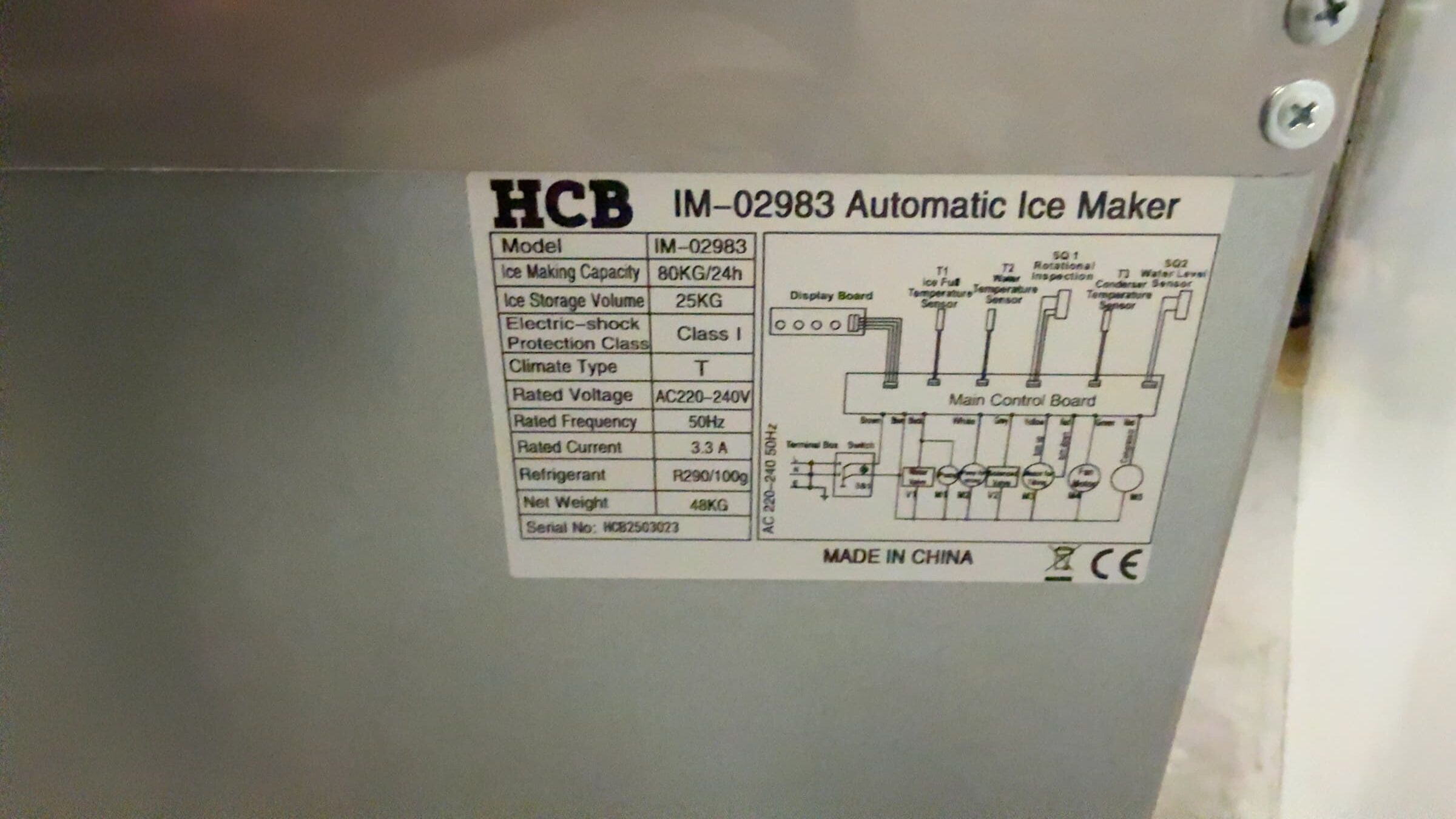 RVS HCB Ijsblokjesmachine 80 kg per dag 25kg bunker 230V Horeca