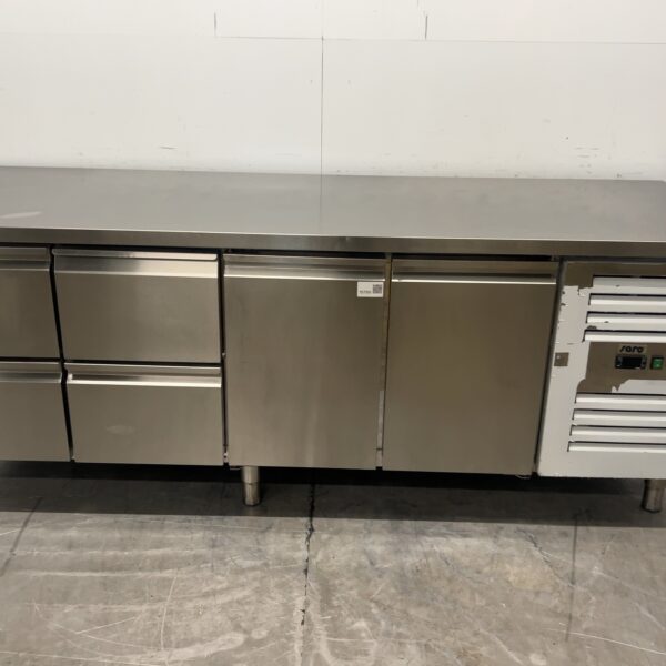 RVS Saro Koelwerkbank 4 Laden en 2 Deuren 223 cm 230V Horeca