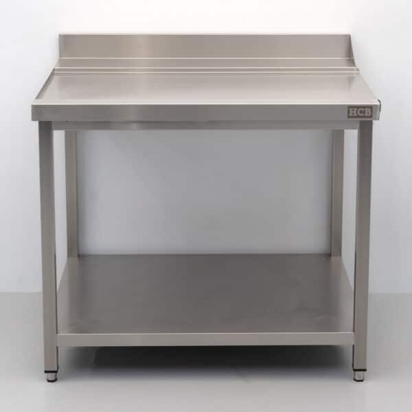 HCB Stainless Steel Drain Table for Pass-Through Dishwasher, 100 cm, Left-Handed, Foodservice