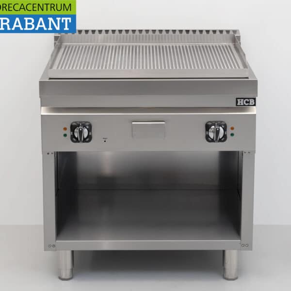 HCB Stainless Steel Ribbed Griddle, 80 cm, 9 kW, 400V, Food Service