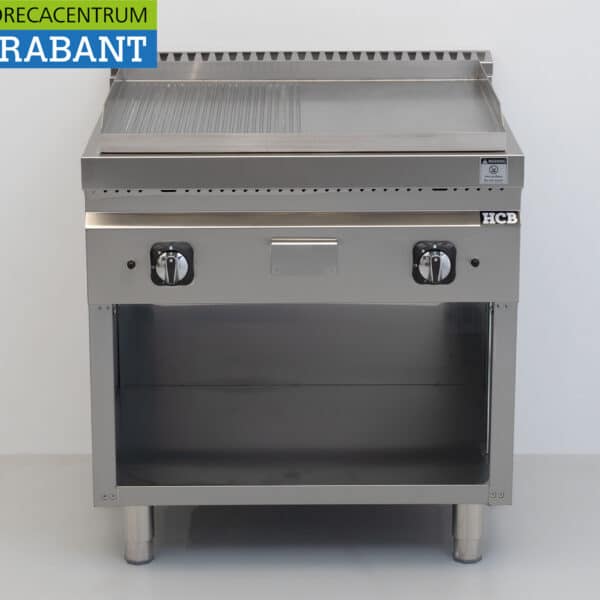 HCB Stainless Steel Griddle, Smooth/Ribbed, 13 kW, 80 cm, GAS, Foodservice