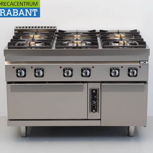 HCB Stainless Steel 6-Burner Gas Stove with Oven, 50.5 kW, 120 cm, Commercial Use