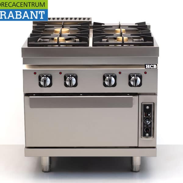 HCB Stainless Steel 4-Burner Gas Stove with Oven, 35 kW, 80 cm, Commercial Use