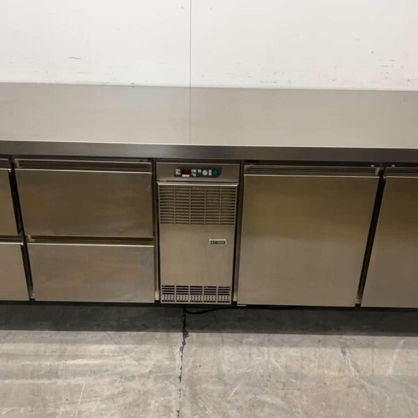 Zanussi TRN224B Stainless Steel Refrigerated Workbench, 230V, 225 x 70 x 85 cm, Food Service