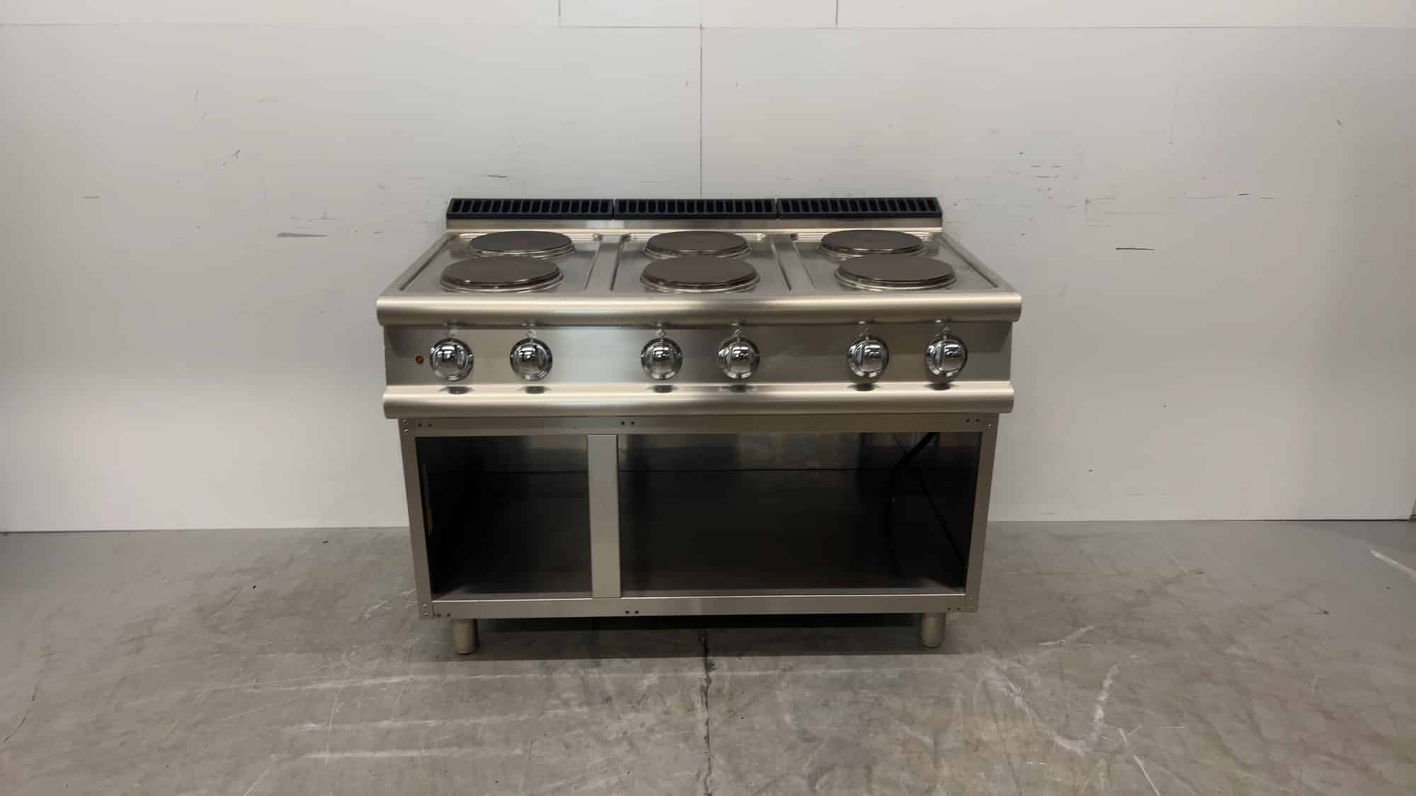 Stainless Steel Baron Q70PCV/E120 6-Burner Electric Stove 120 x 72 x 84.5 cm 400V Commercial Kitchen
