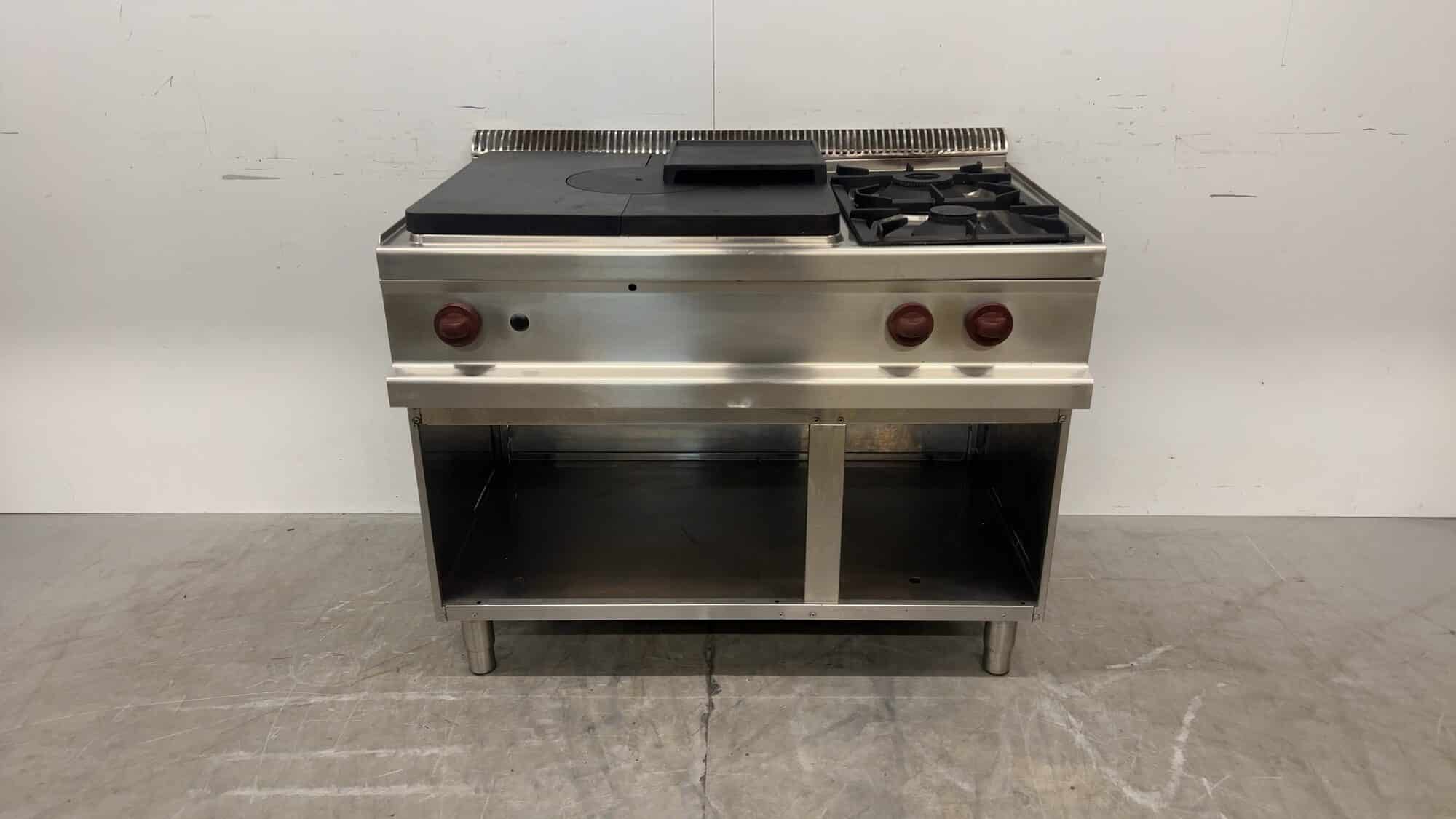 2-Burner Stove with Simmer Plate, 110 x 73 x 86 cm, Commercial Use