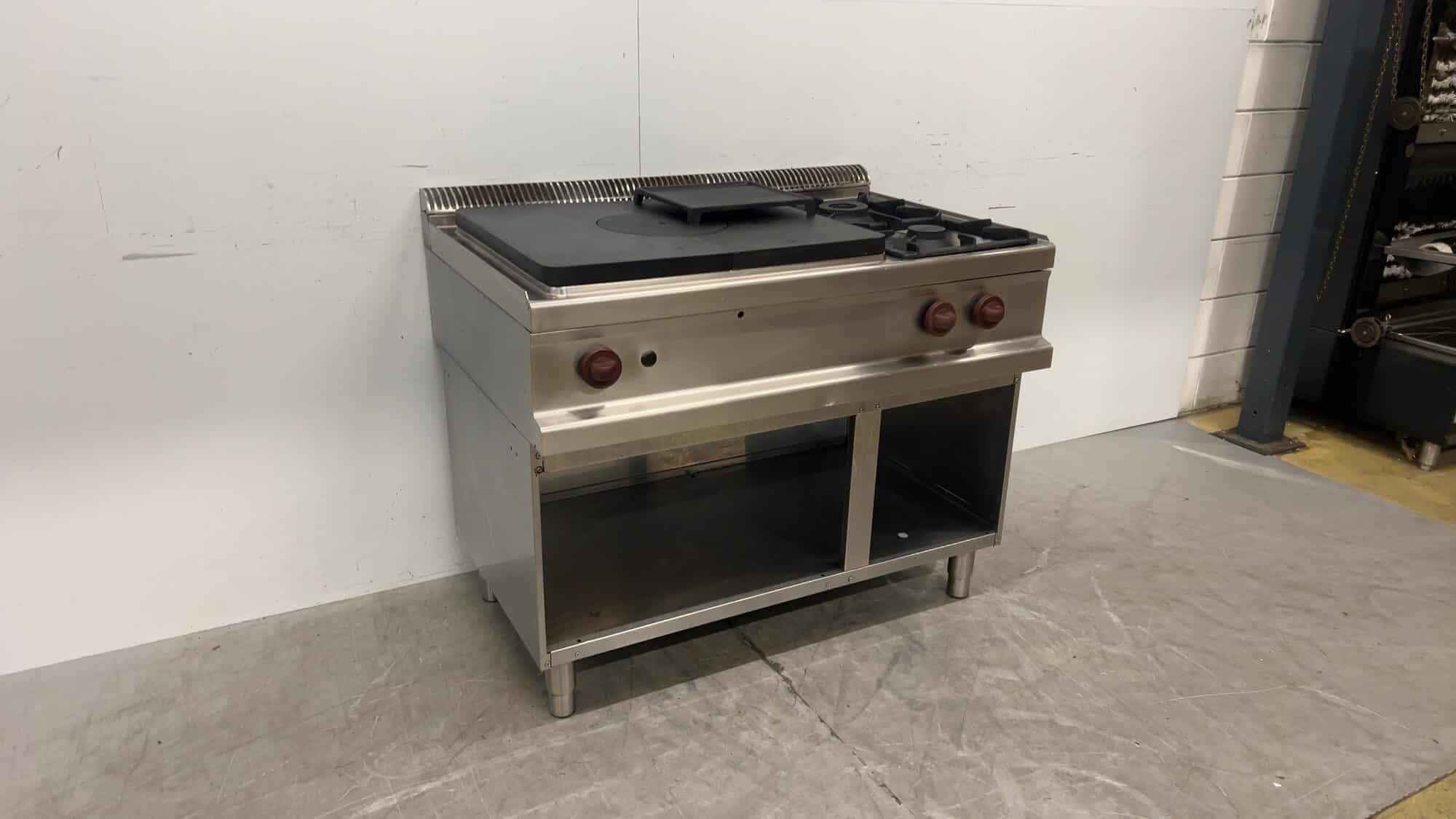2-Burner Stove with Simmer Plate, 110 x 73 x 86 cm, Commercial Use