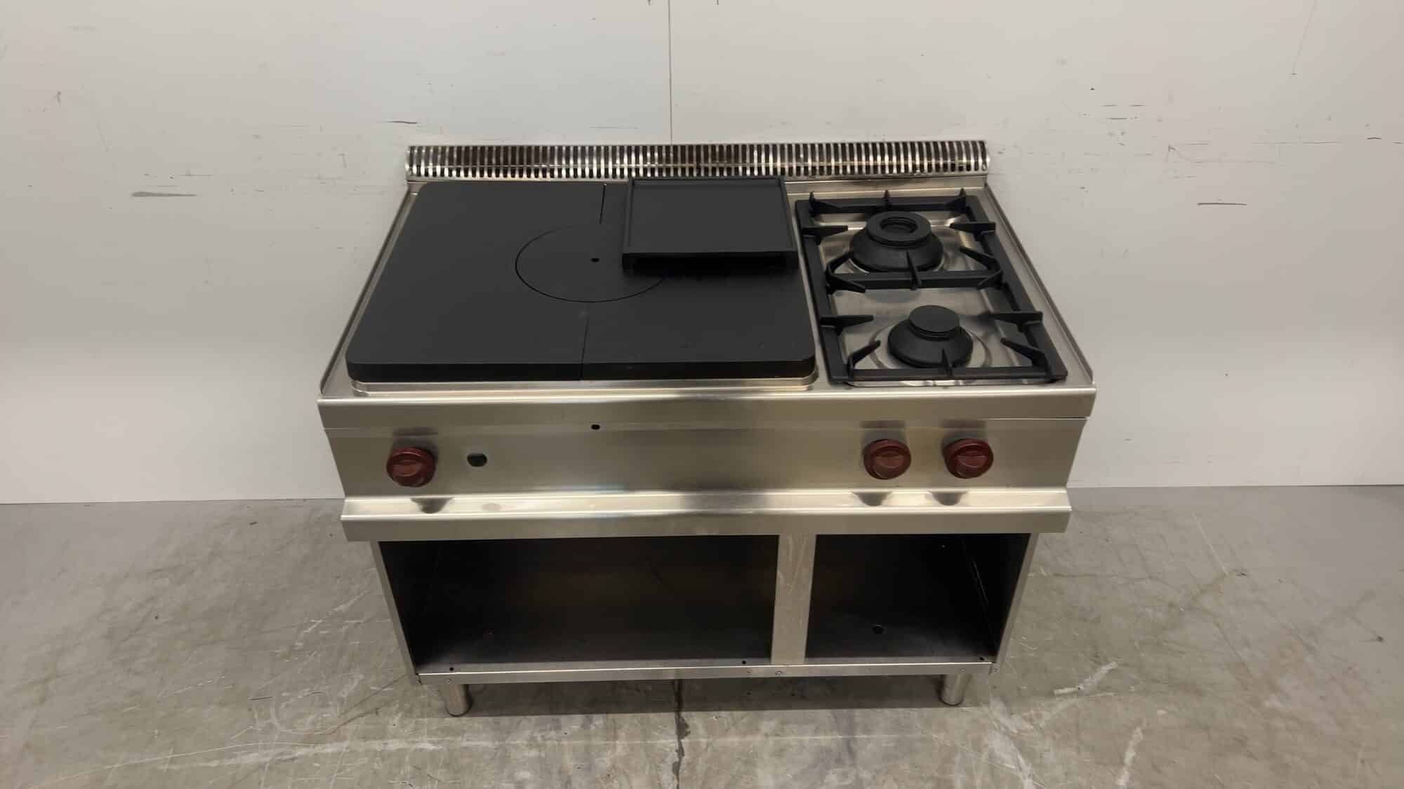 2-Burner Stove with Simmer Plate, 110 x 73 x 86 cm, Commercial Use